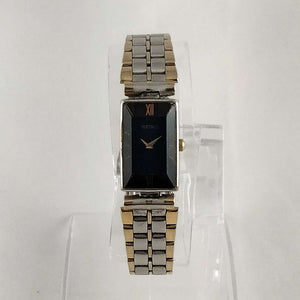 Seiko Unisex Watch, Navy Rectangular Dial, Beveled Crystal, Bracelet Strap