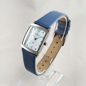 Skagen Watch, Mother of Pearl Dial, Periwinkle Blue Leather Strap