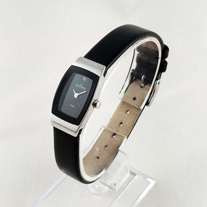 Skagen Petite Watch, Black Dial, Black Leather Strap