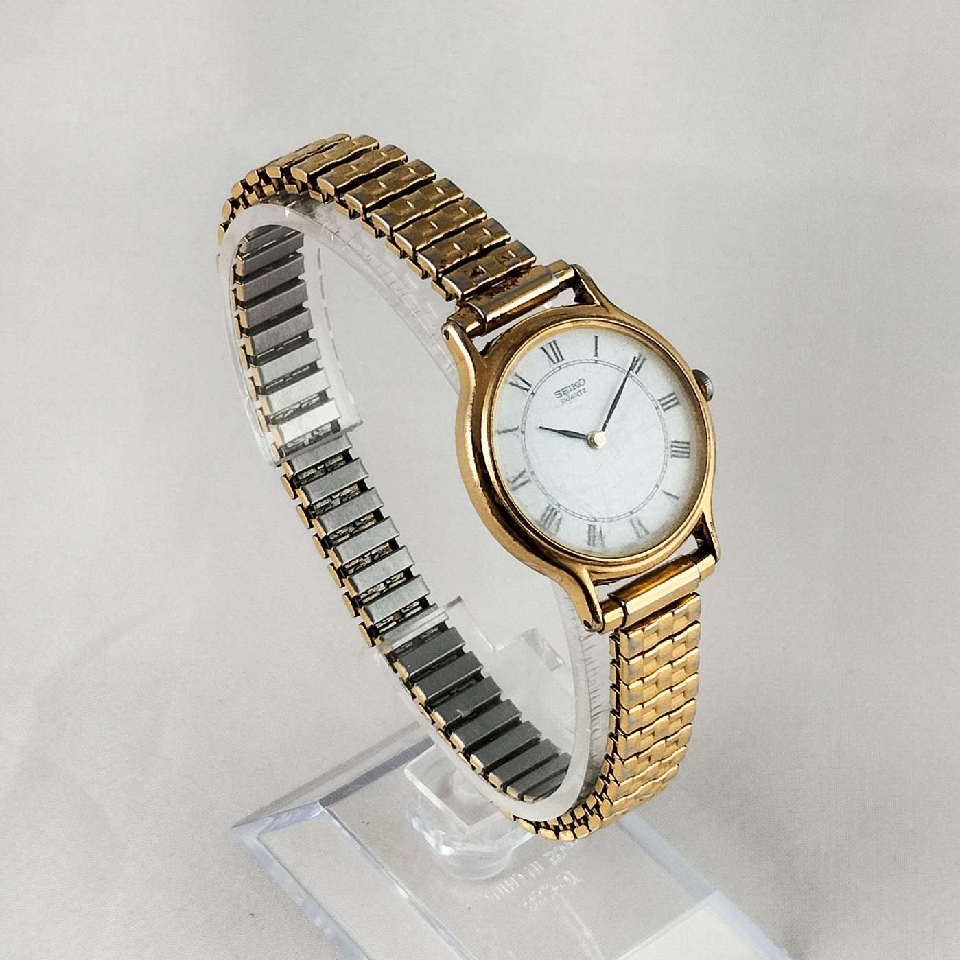 Seiko Watch, Gold Tone, Stretch Strap