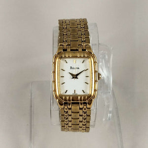 Bulova Watch, Rectangular Dial, Bracelet Strap