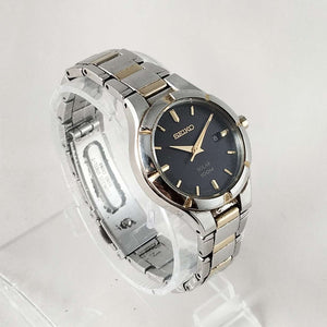 Seiko Solar 100 M Watch, Black Dial, Bracelet Strap