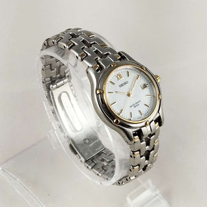 Seiko Watch, White Dial and Gold Tone Details, Bracelet Strap