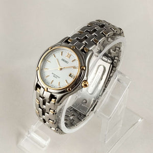 Seiko Watch, White Dial and Gold Tone Details, Bracelet Strap