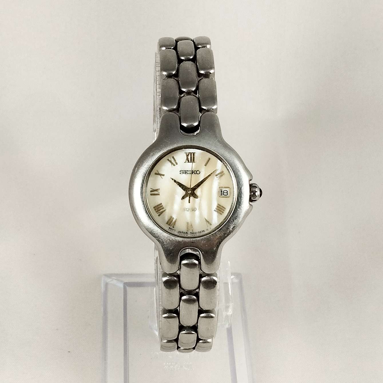 Seiko SQ50 Watch, Mother of Pearl Dial, Bracelet Strap