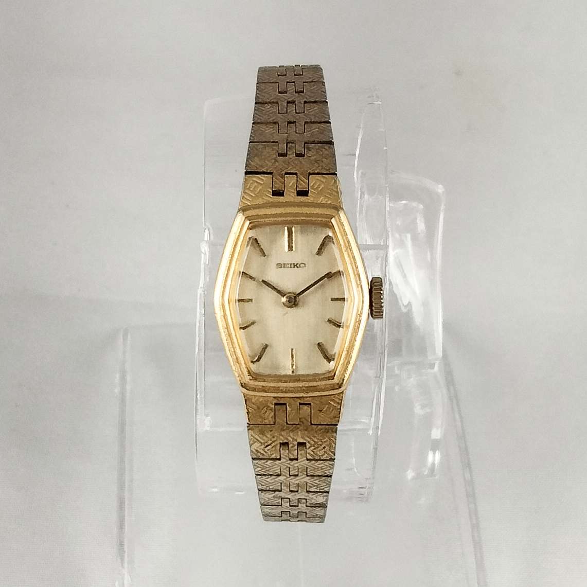 Seiko Petite Gold Tone Watch, Hexagonal Dial, Bracelet Strap