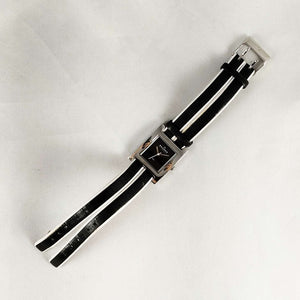 Skagen Watch, Square Dial, Genuine Black and White Leather Strap