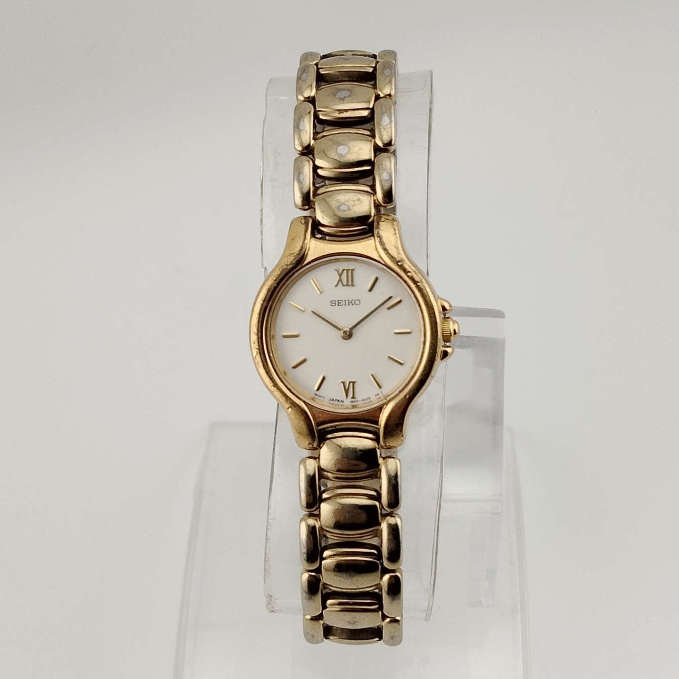 Seiko Petite Gold Tone Watch, White Dial, Bracelet Strap