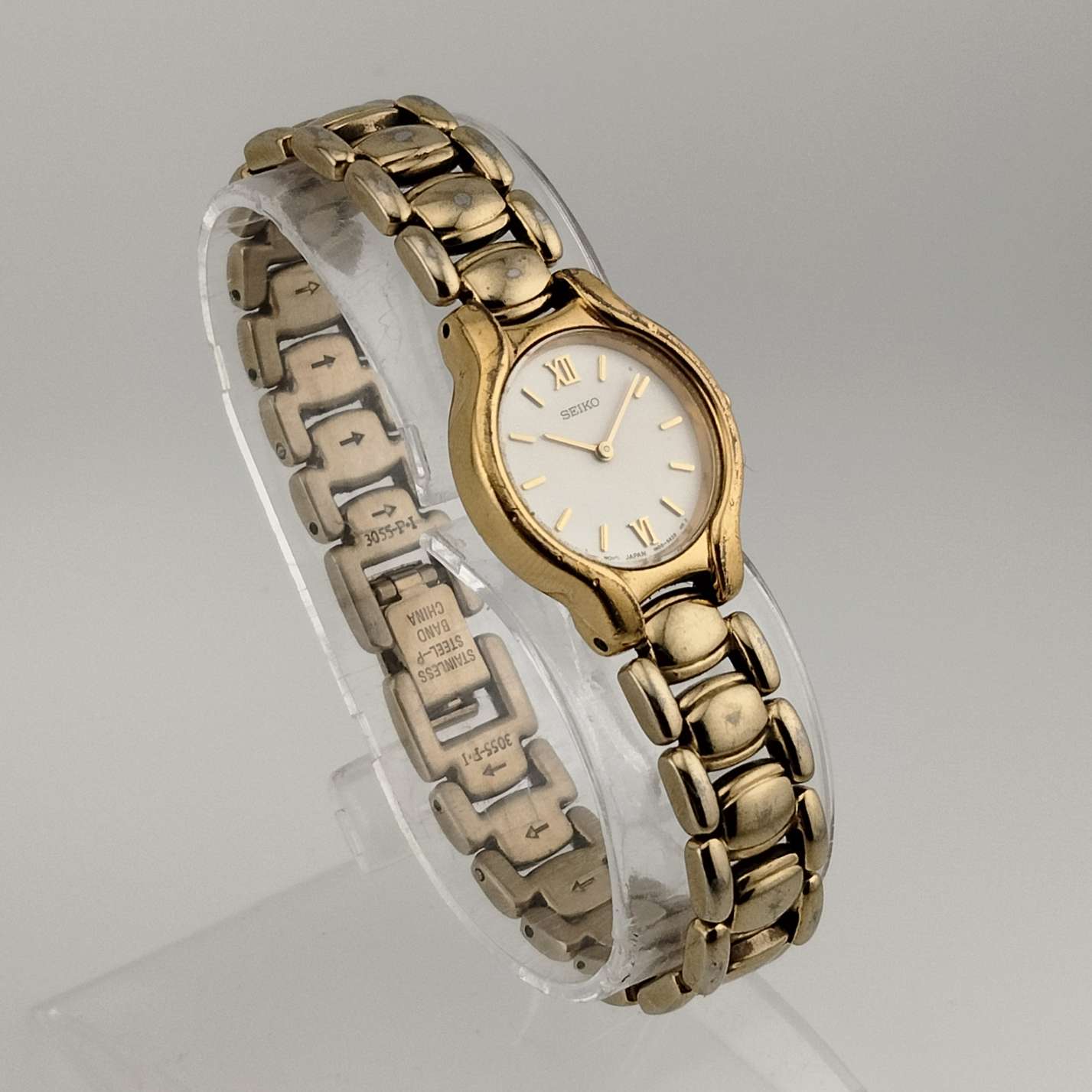 Seiko Petite Gold Tone Watch, White Dial, Bracelet Strap