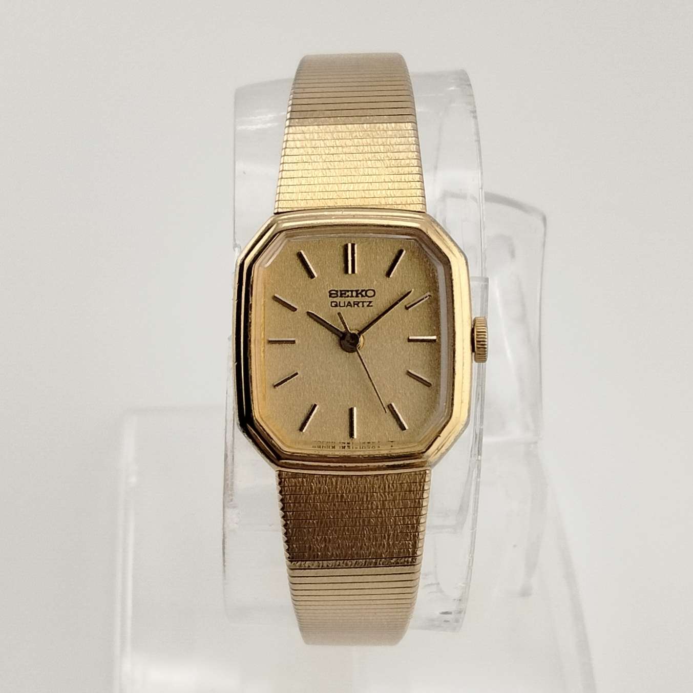 Seiko Women's Petite Gold Tone Watch, Octogon Gold Dial, Smooth Bracelet Strap