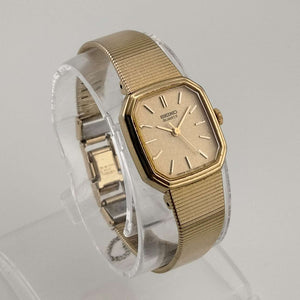 Seiko Women's Petite Gold Tone Watch, Octogon Gold Dial, Smooth Bracelet Strap