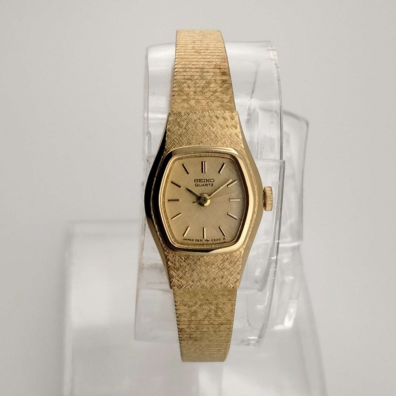 Seiko Women's Petite Gold Tone Watch, Small Hexagon Dial, Bracelet Strap