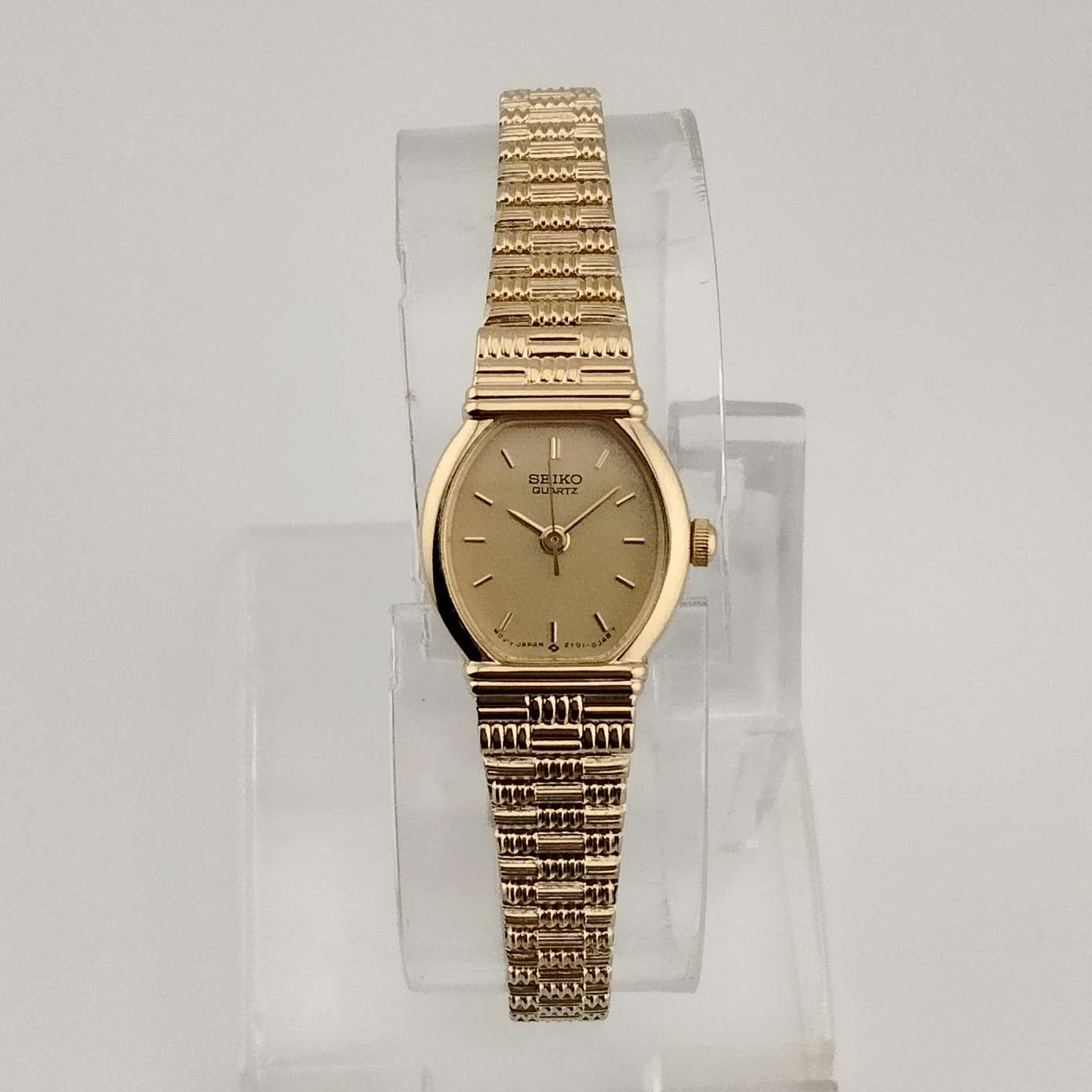 Seiko Women's Petite Oval All Gold Tone Watch, Woven Bracelet Strap