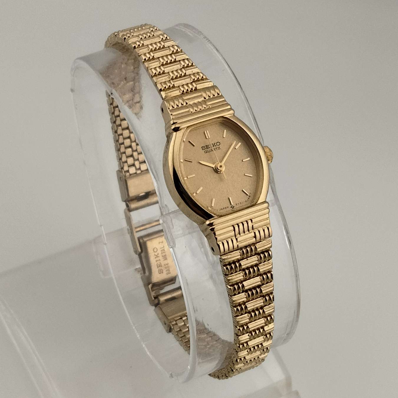 Seiko Women's Petite Oval All Gold Tone Watch, Woven Bracelet Strap