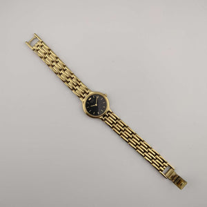 Seiko Petite Watch, Gold Tone, Black Dial, Bracelet Strap