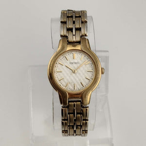 Seiko Petite Gold Tone Watch, Quilted Face Detail, Bracelet Strap