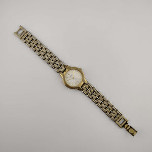 Seiko Petite Gold Tone Watch, Quilted Face Detail, Bracelet Strap