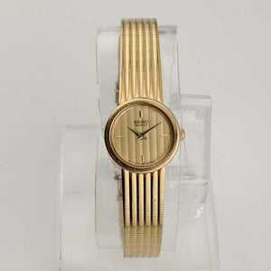 Seiko Women's Gold Tone Watch, Round and Gold Dial, Art Deco Style Strap