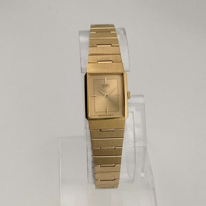 Seiko Unisex Watch, Gold Tone, Rectangular Dial, Adjustable Link Strap