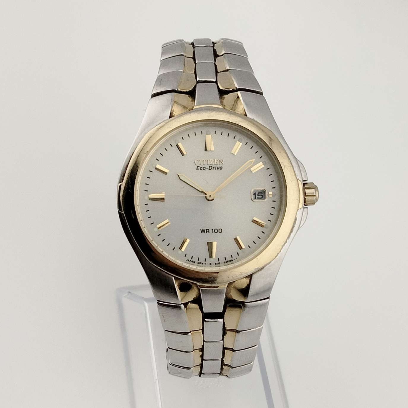 Citizen Men's "Eco Drive" Automatic Watch, Gold and Silver Tone Details, Bracelet Strap