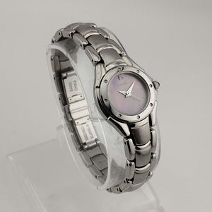 Seiko Automatic Petite Silver Tone Watch, Purple Mother of Pearl Dial, Bracelet Strap