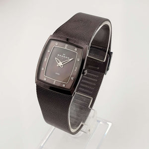 Skagen Chocolate Tone Watch, Square Mother of Pearl Dial, Adjustable Mesh Strap