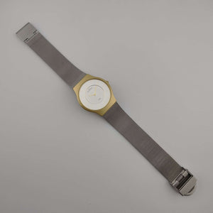 Skagen Men's Silver Tone Watch, Gold Tone Details, Adjustable Mesh Strap