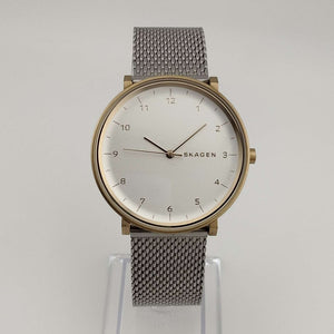 Skagen Men's Large Watch, Circular White Dial, Adjustable Mesh Strap