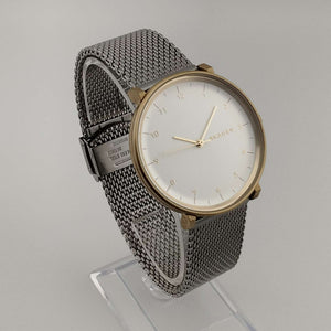 Skagen Men's Large Watch, Circular White Dial, Adjustable Mesh Strap