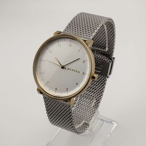 Skagen Men's Large Watch, Circular White Dial, Adjustable Mesh Strap