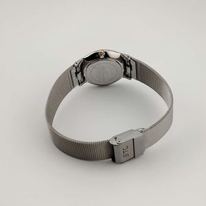 Skagen Unisex Silver Tone Watch, Gold Tone Details, Adjustable Mesh Strap