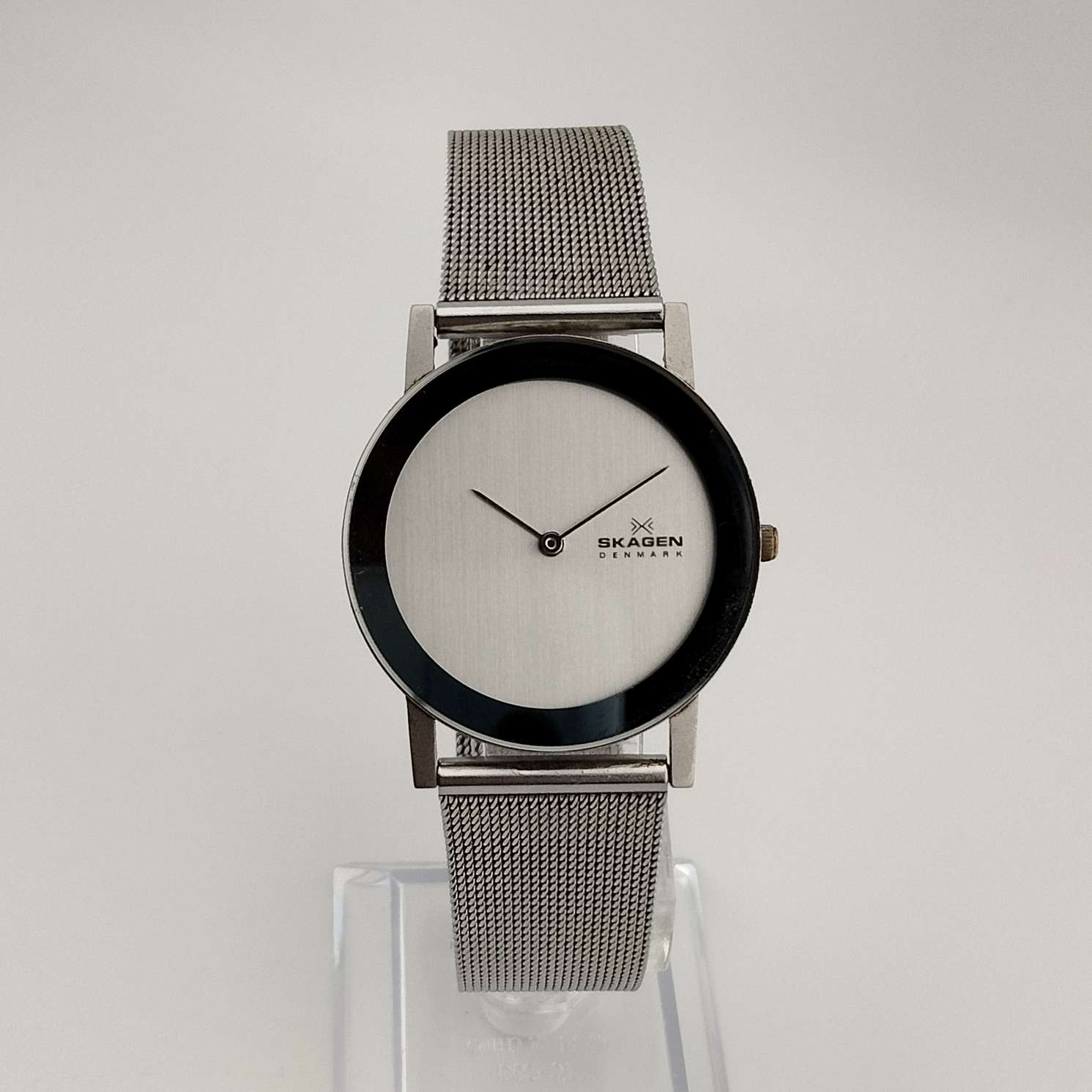 Skagen Unisex Watch, Minimalist Silver Tone Dial, Mesh Strap