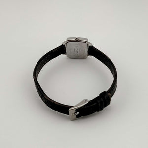 Skagen Petite Silver Tone Watch, Square Mother of Pearl Dial, Genuine Dark Brown Leather Strap