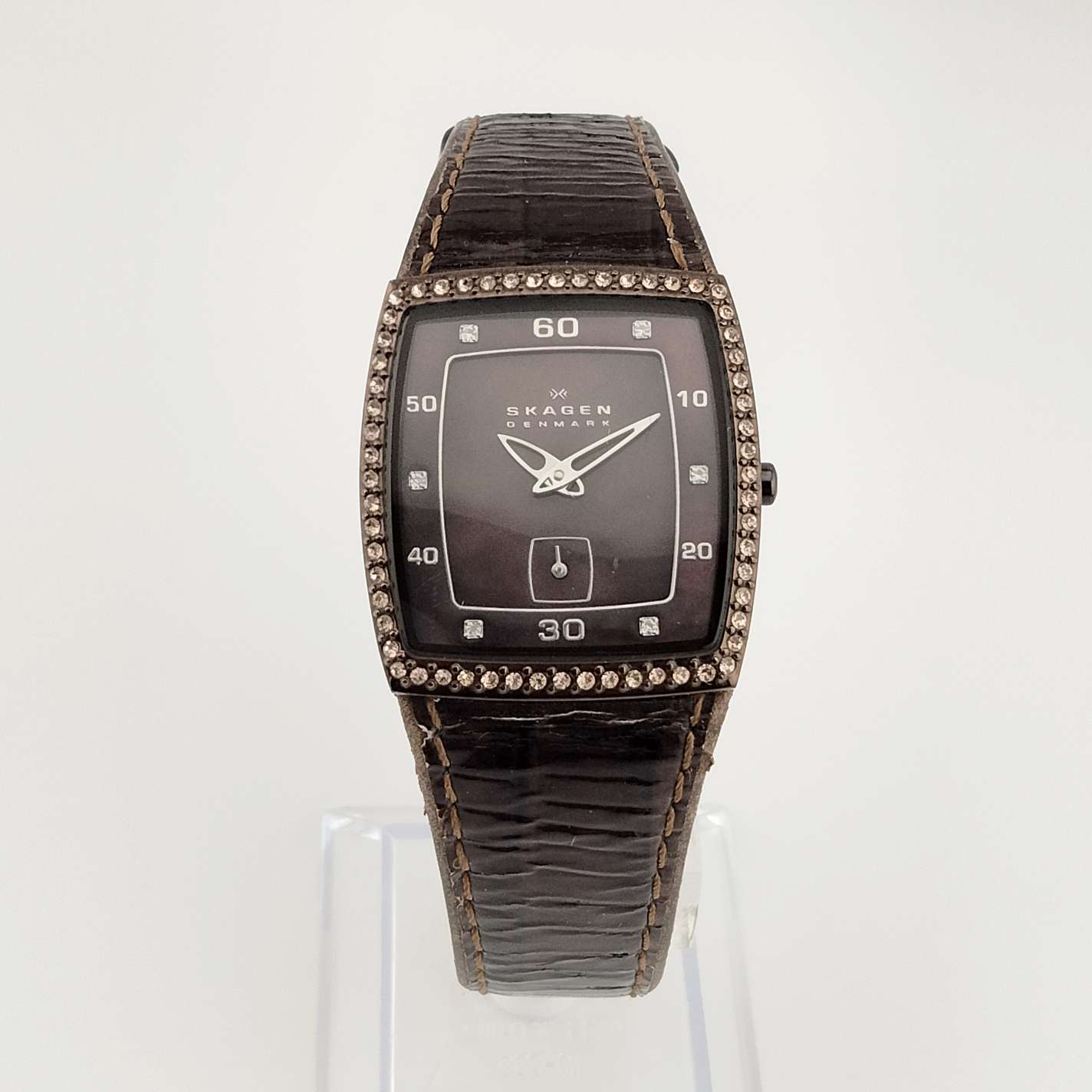 Skagen Women's Watch, Brown Mother of Pearl Dial, Genuine Brown Leather Strap