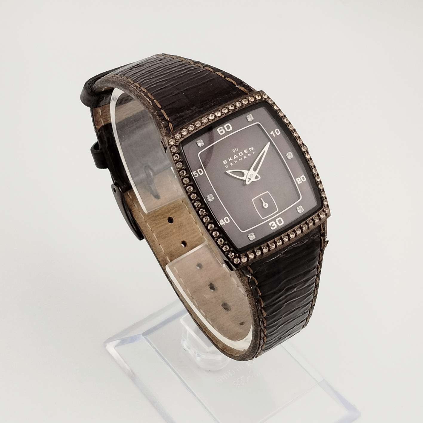 Skagen Women's Watch, Brown Mother of Pearl Dial, Genuine Brown Leather Strap