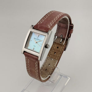 Skagen Watch, Square Pink Mother of Pearl Dial, Genuine Pink Leather Strap