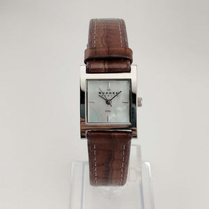 Skagen Watch, Square Mother of Pearl Dial, Genuine Brown Leather Strap