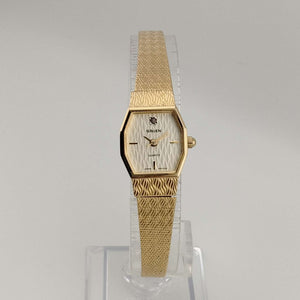 Gruen Quartz Petite Watch, All Gold Tone, Elongated Octagonal Dial, Adjustable Bracelet Strap