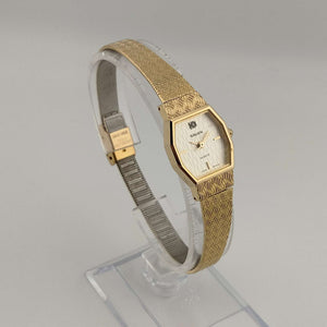 Gruen Quartz Petite Watch, All Gold Tone, Elongated Octagonal Dial, Adjustable Bracelet Strap