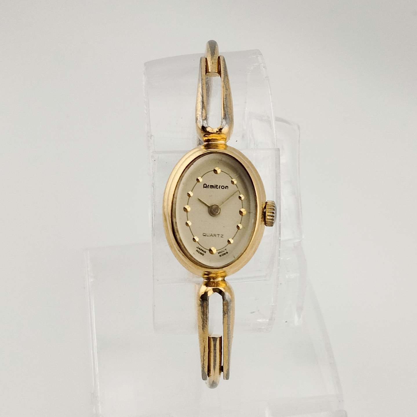 Armitron Petite Quartz Watch, Gold Tone, Oval Dial, Adjustable Bangle Strap