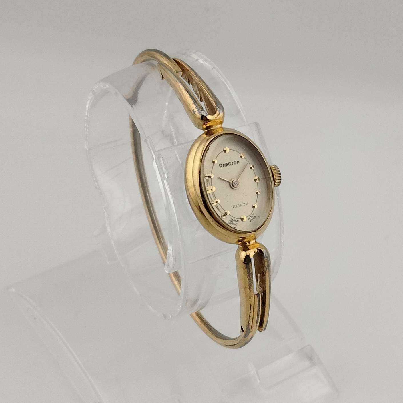 Armitron Petite Quartz Watch, Gold Tone, Oval Dial, Adjustable Bangle Strap