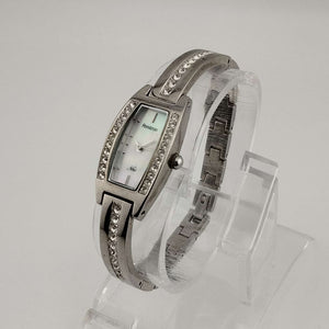 Armitron Petite Silver Tone Watch, Rectangular Mother of Pearl Dial, Jewel Accents, Bracelet Strap