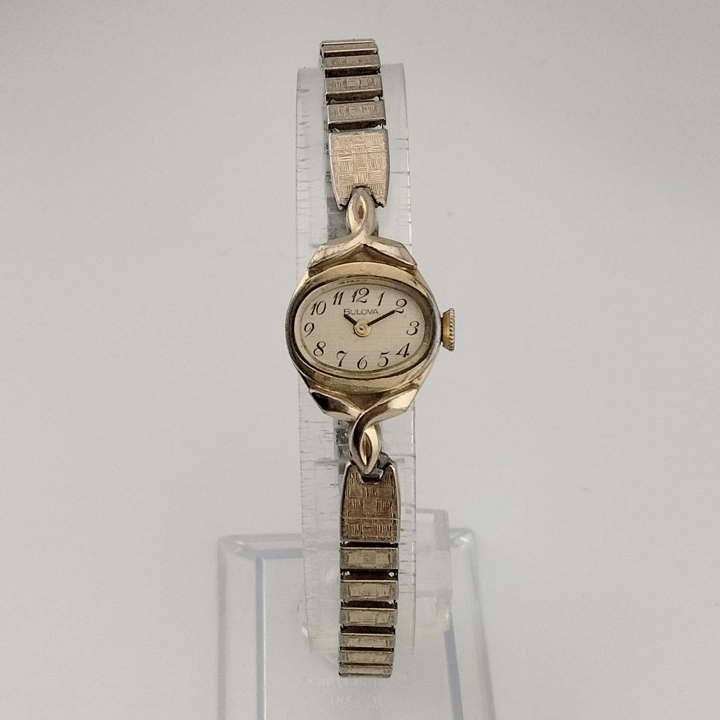 Bulova Quartz Petite Gold Tone Watch, Oval Dial, Stretch Strap