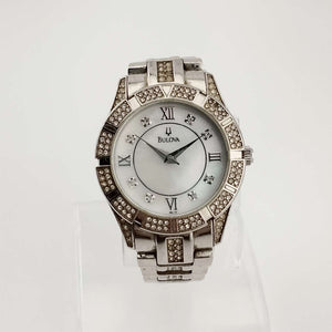 Bulova Women's Silver Tone Watch, Mother of Pearl Dial, Bracelet Strap