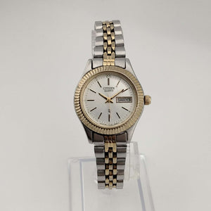 Unisex Citizen Silver Tone Watch, Gold Tone Accents, Round Dial, Date and Day, Link Strap