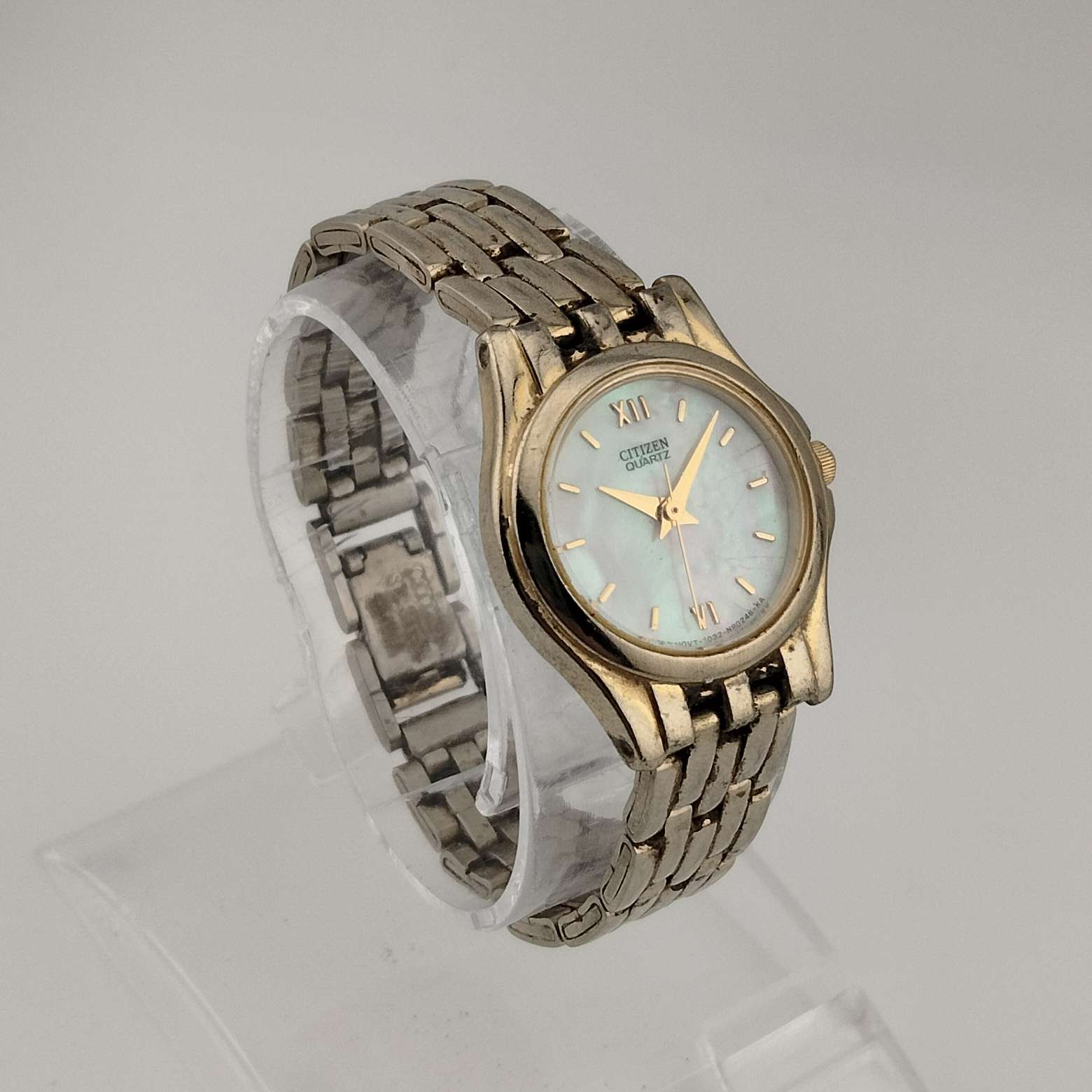 Citizen Petite Gold Tone Watch, Circular Mother of Pearl Dial, Bracelet Strap