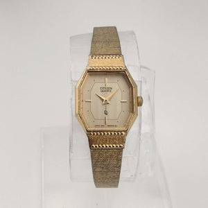 Citizen Unisex Watch, Gold Tone, Octagonal Dial, Bracelet Strap