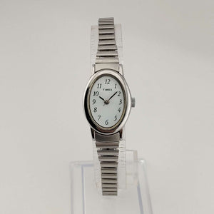 Timex Unisex Silver Tone Watch, Oval Dial, Stretch Strap