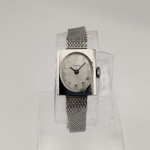 Timex Unisex Silver Tone Watch, Oval Dial, Adjustable Mesh Strap