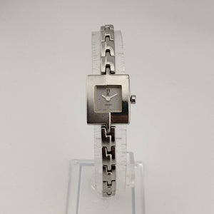 Seiko Unisex Silver Tone Watch, Unique Square Dial, Link Bracelet Strap